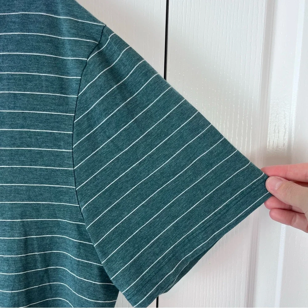Men’s Lululemon 5 Year Basic Tee Short Sleeve Stripe Heathered Emerald Large